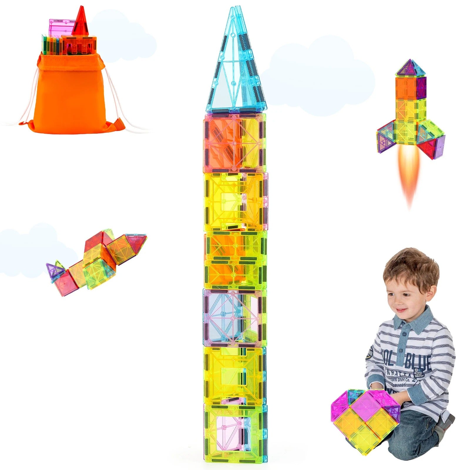 32PCS Light Magnetic Tiles Building Blocks