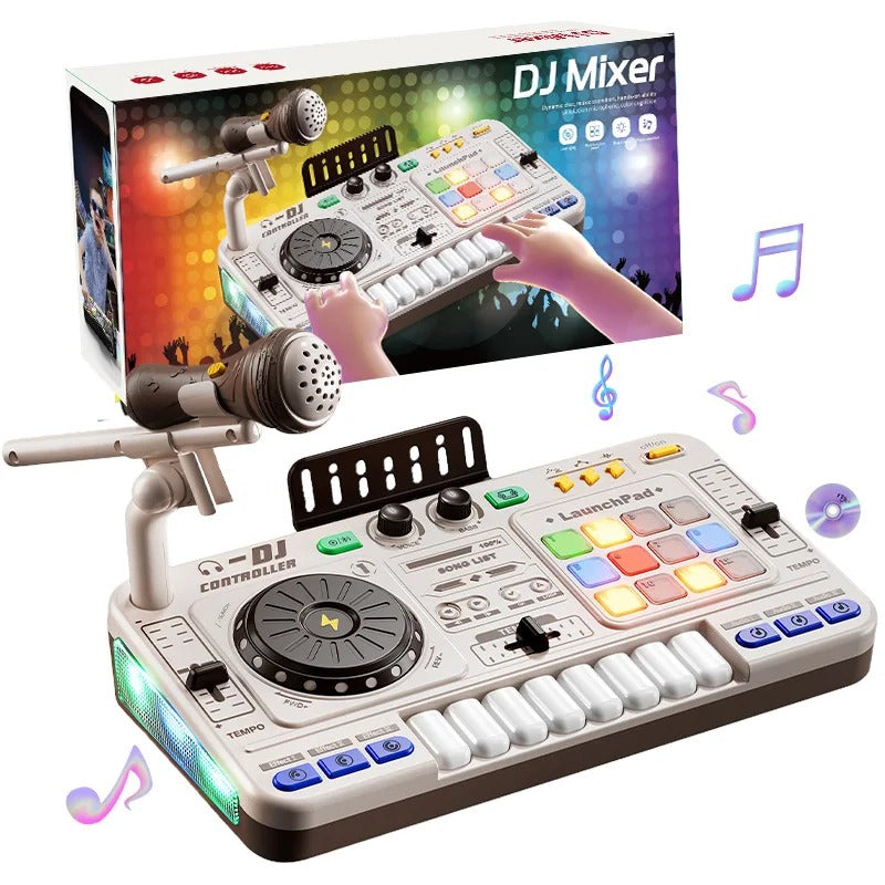 Kids Simulation DJ Mixer Controller Toys Multifunctional Music Effects Electronic Learning Game Birthday Gift for Children