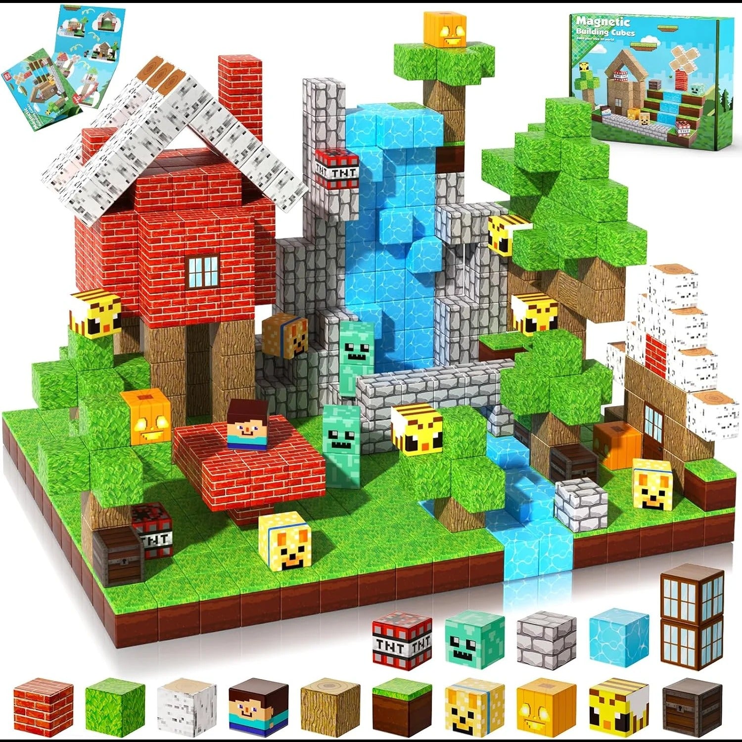 Magnetic Building Blocks Mine World Magnetic Forest House 100 pc