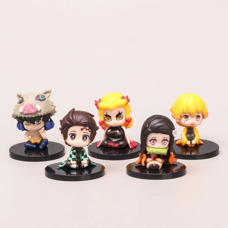 5Pcs/Set Demon Slayer Q Version Sitting Figure Toy