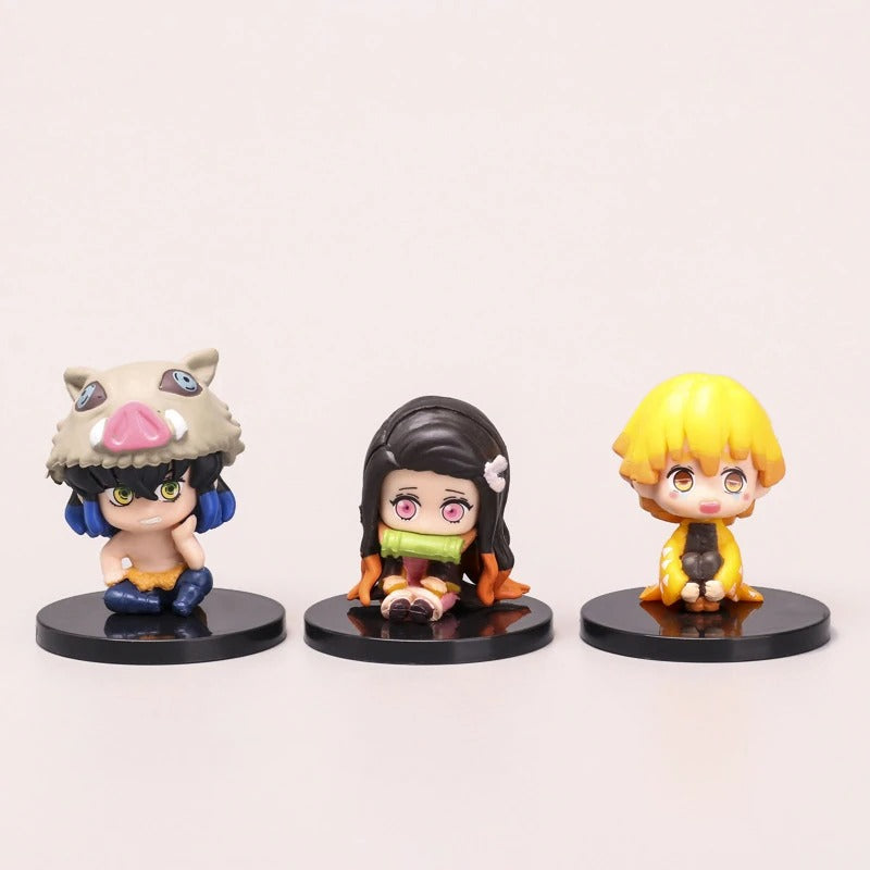 5Pcs/Set Demon Slayer Q Version Sitting Figure Toy