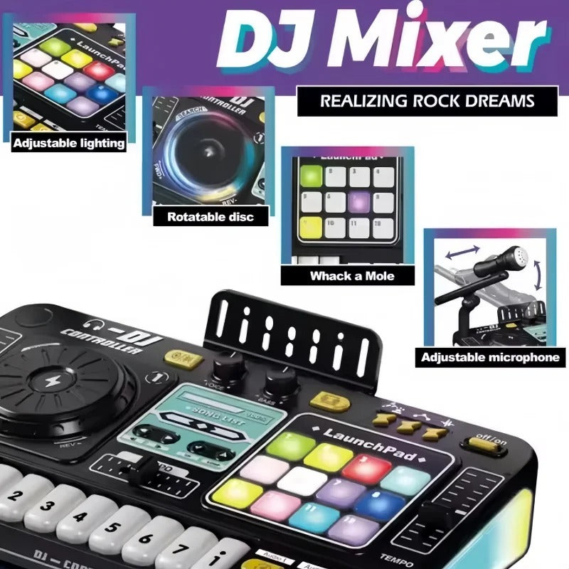 Kids Simulation DJ Mixer Controller Toys Multifunctional Music Effects Electronic Learning Game Birthday Gift for Children