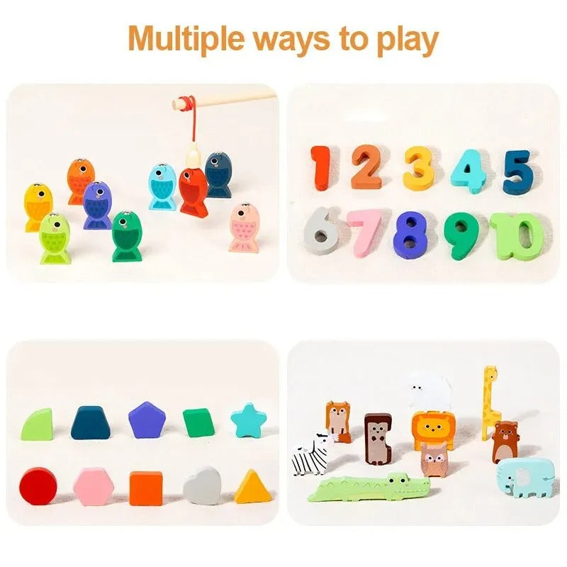 Montessori Wooden Toys Kids Busy Board Shape & Number Matching