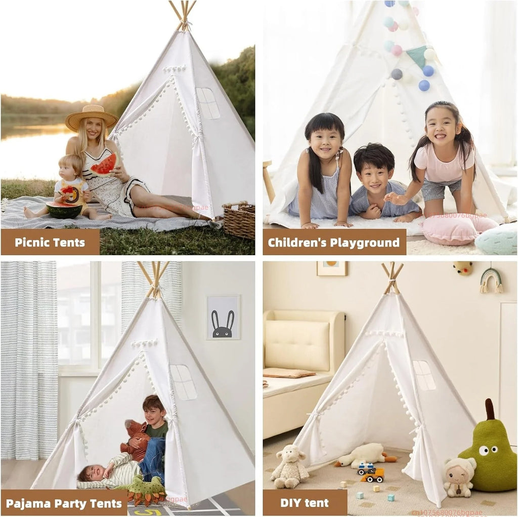 1.6m/1.3m Kid Tent Indoor Play House Wigwam for Child Portable Child Tipi