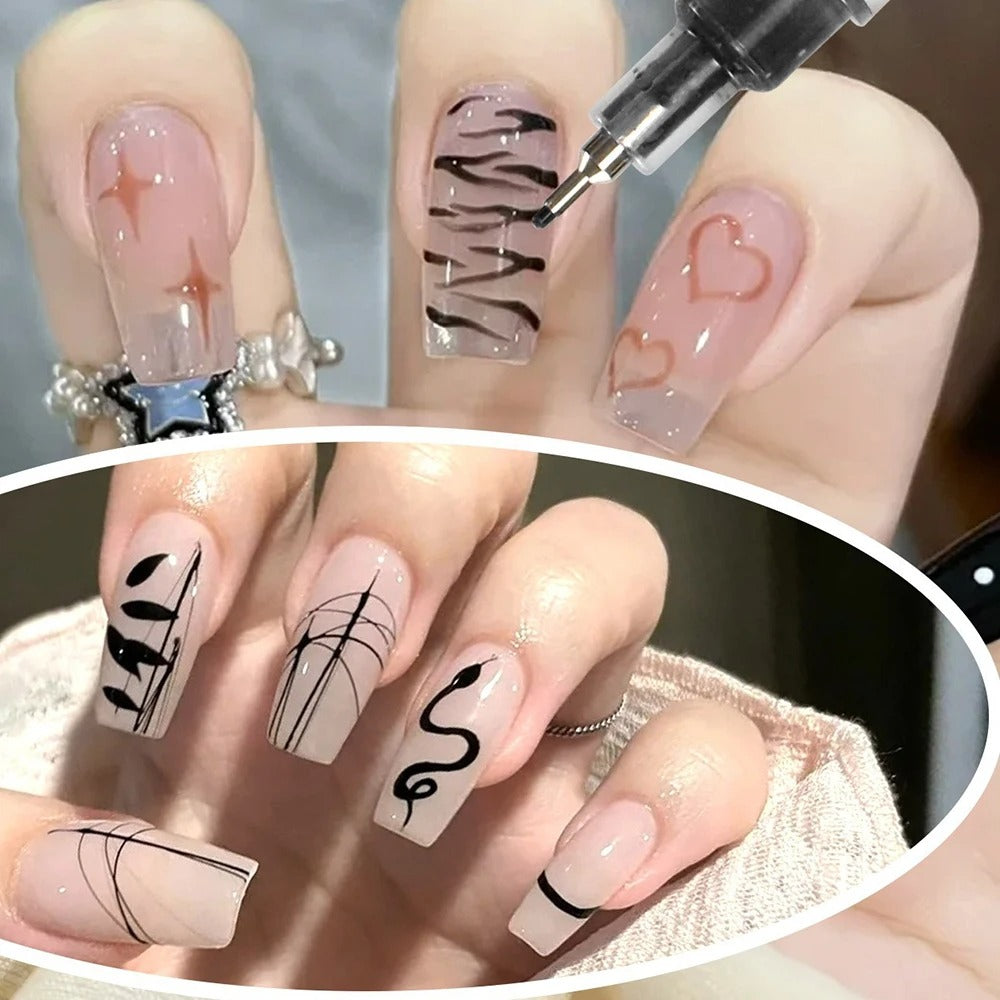 12 Color Nail Art Graffiti Pen Set Nail Marker Drawing Acrylic Paint Pens Waterproof Nail Painting Manicure Extra Fine 0.5mm