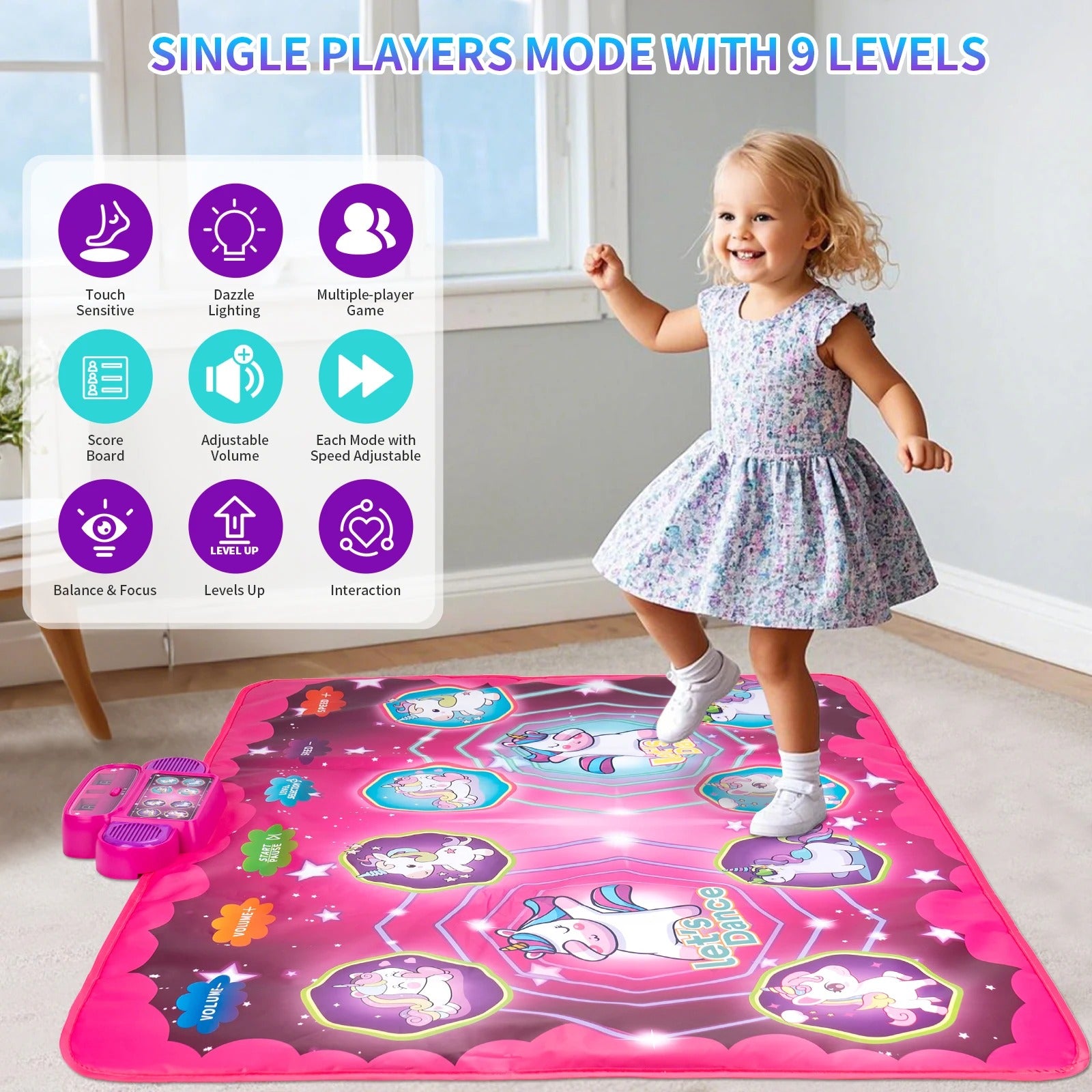 Kids Electronic Dance Mat Double Players Mode with 9 Levels
