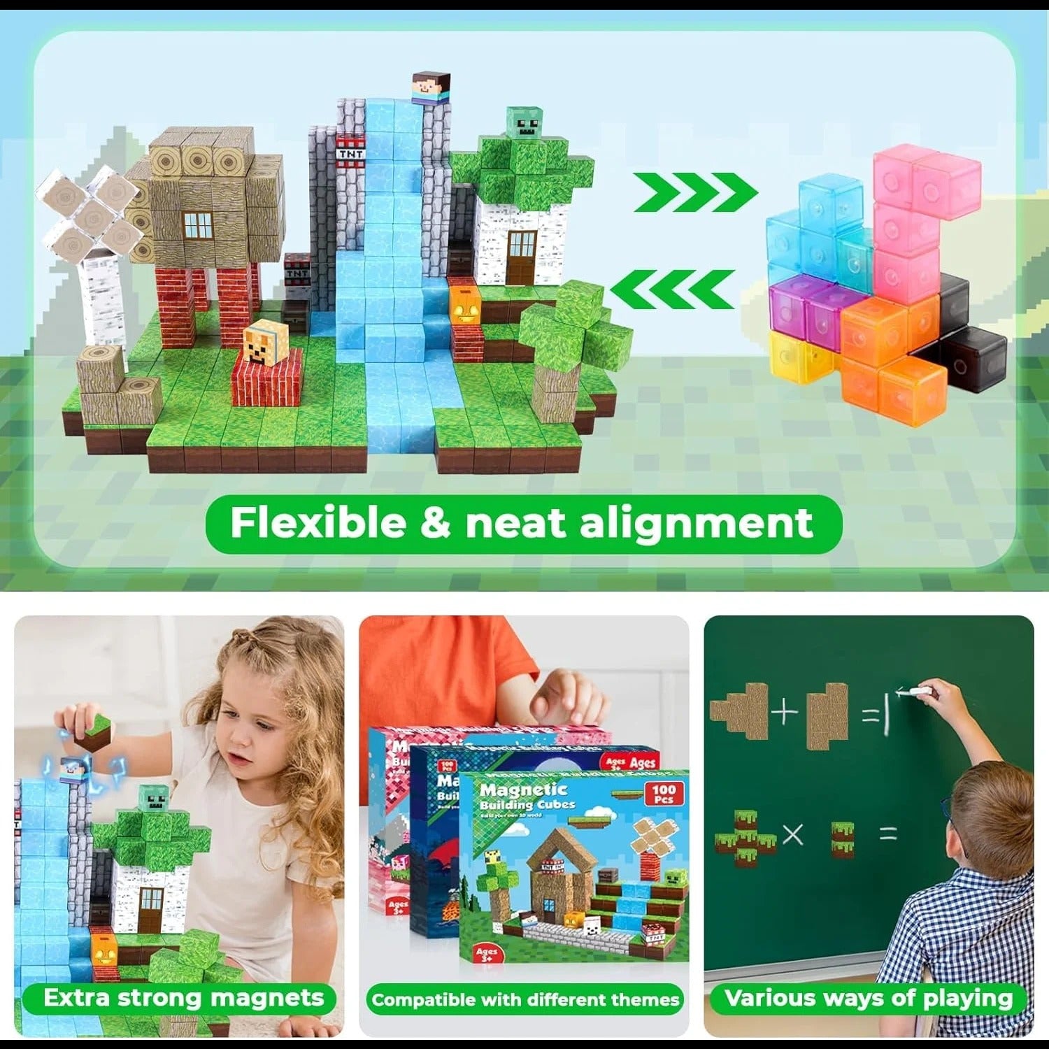 Magnetic Building Blocks Mine World Magnetic Forest House 100 pc
