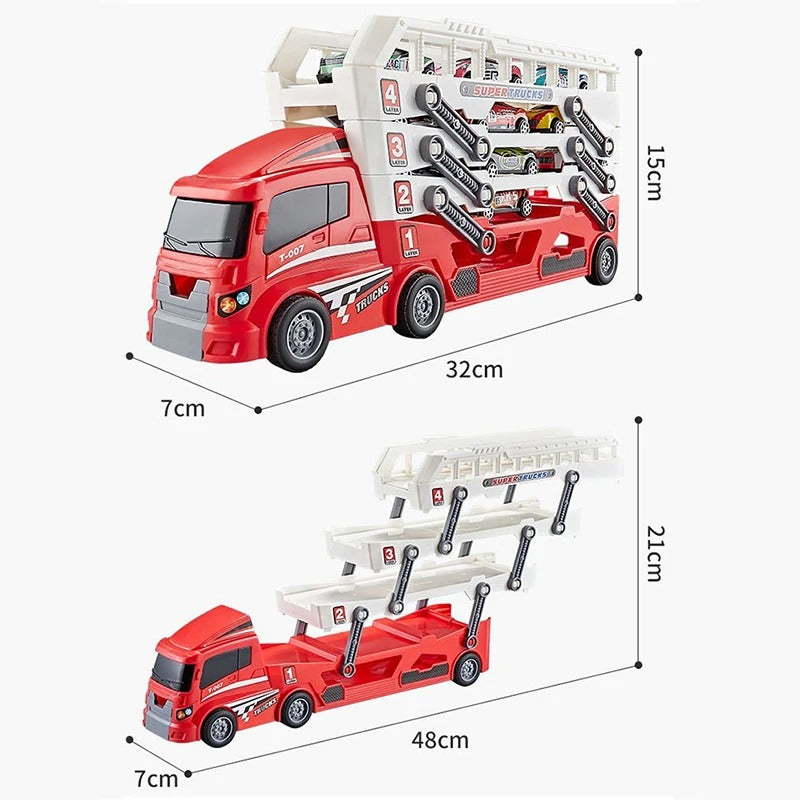 Ejector container truck engineering car with 6 alloy car children's toy pull-back car toy Christmas Thanksgiving gift