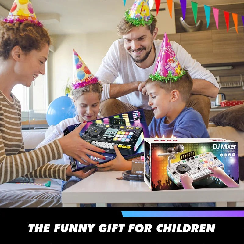 Kids Simulation DJ Mixer Controller Toys Multifunctional Music Effects Electronic Learning Game Birthday Gift for Children