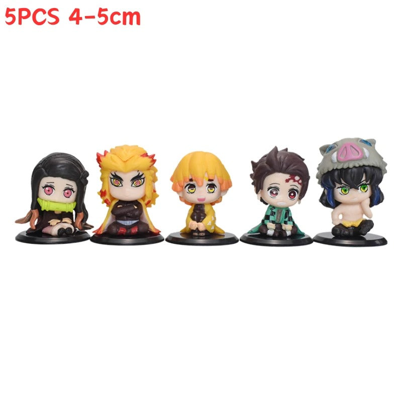 5Pcs/Set Demon Slayer Q Version Sitting Figure Toy