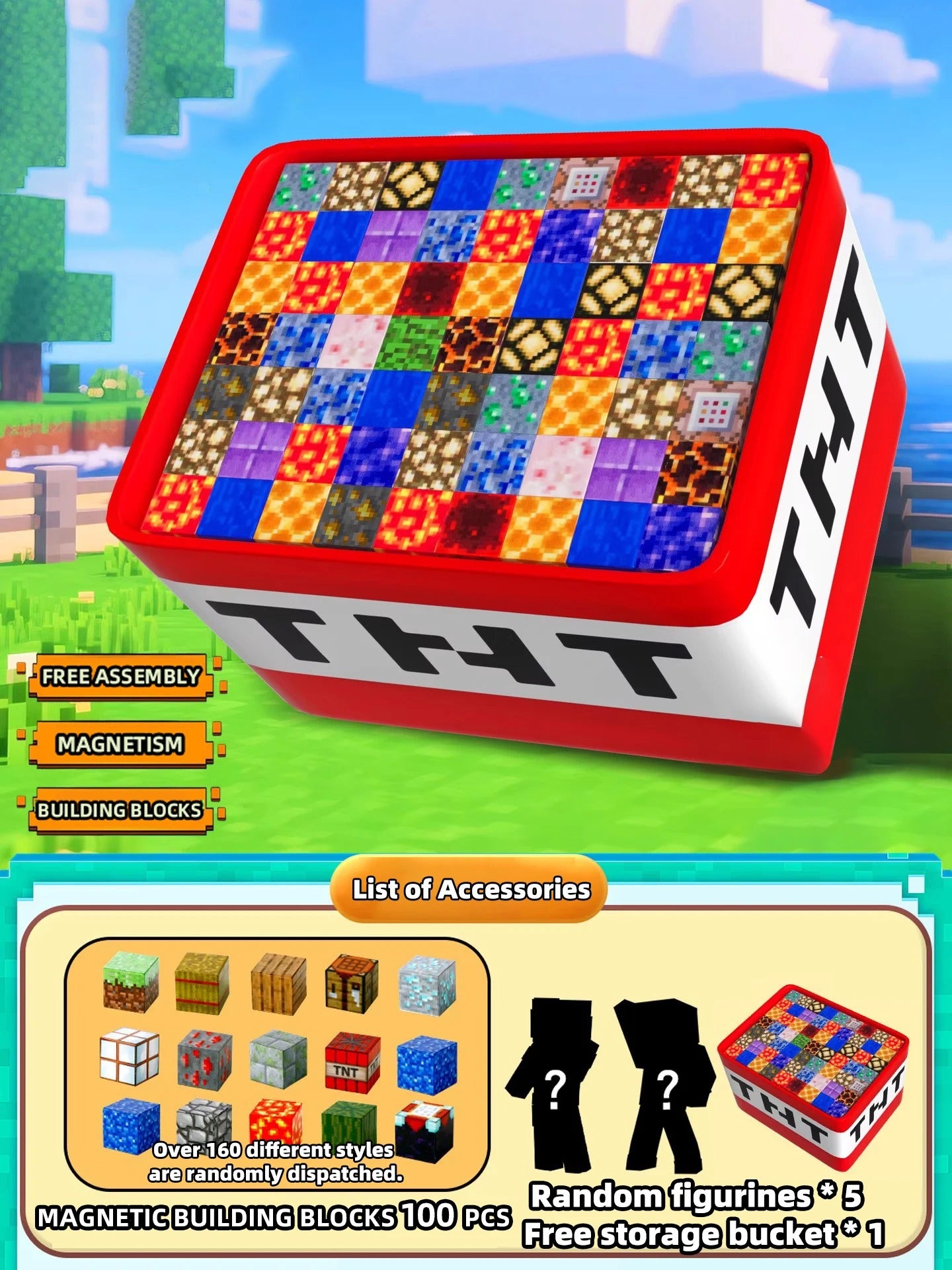 Minecraft  Magnetic building block toy storage box set